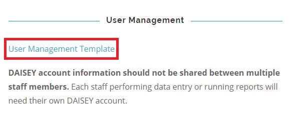 User Management template link