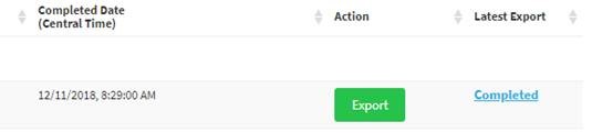 Completed stage with enabled export button