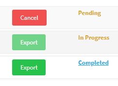 Stages of export with progress and export button enabled when completed
